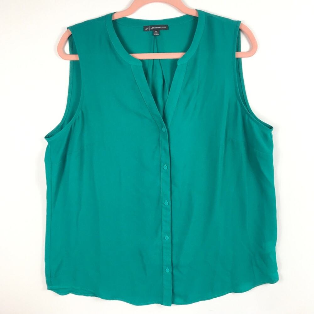 Adrianna Papell Tank Top Button up Teal Size XS